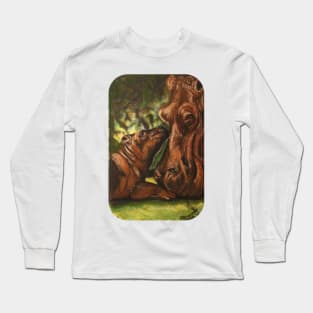 Adoring Mum Hippo and Baby Long Sleeve T-Shirt